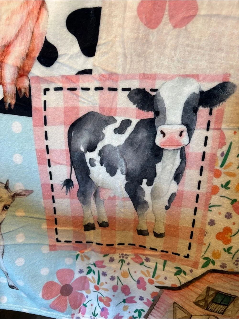 Pastel Farm Animal Patchwork Throw Blanket by 50x60